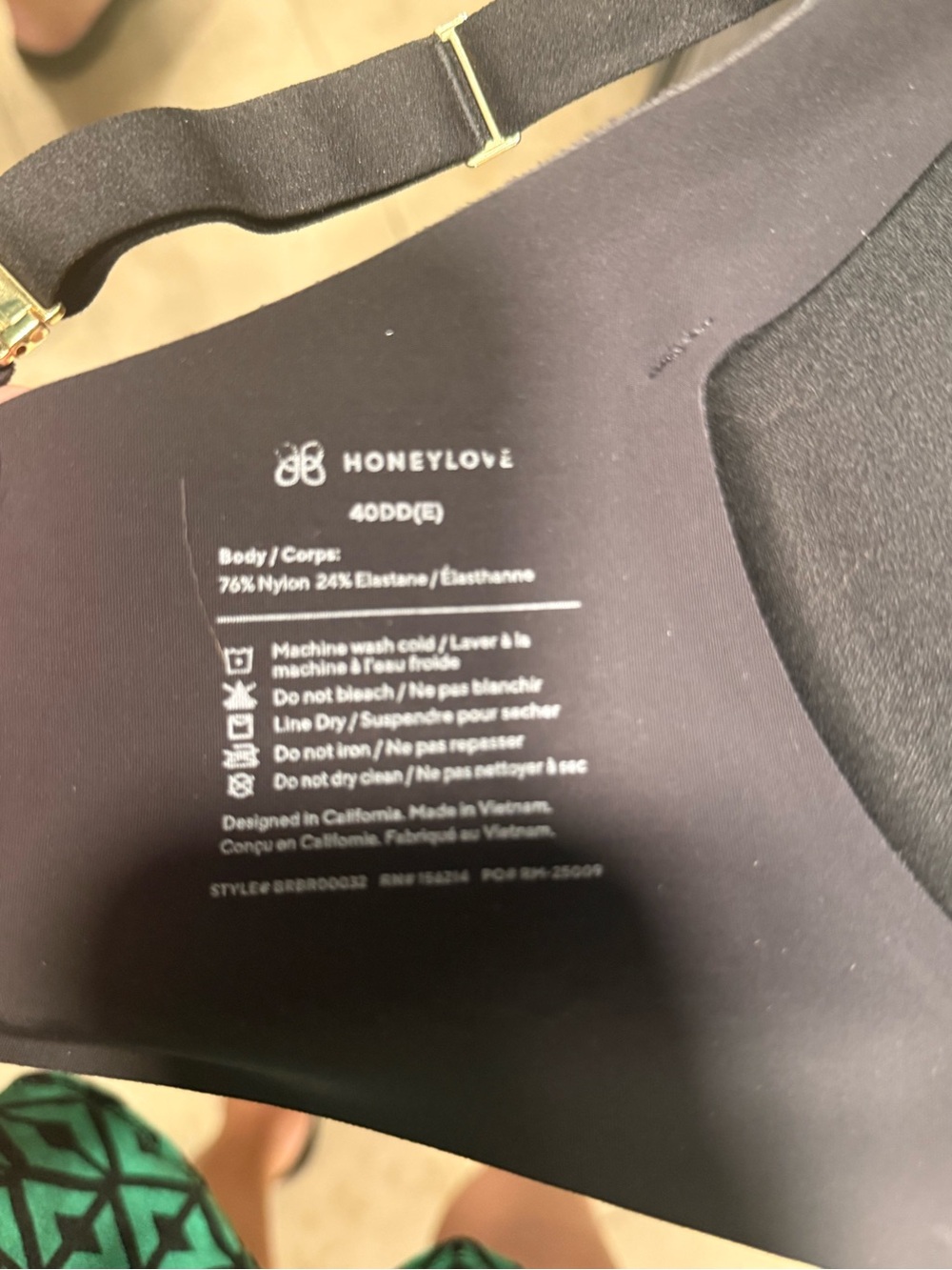 Honeylove Black Wireless Support Bra 40DD(E) Smoothing Back Closure Comfort Bra - Picture 5 of 5